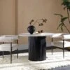 Maru Ceramic Top Black Pedestal Round Dining Table