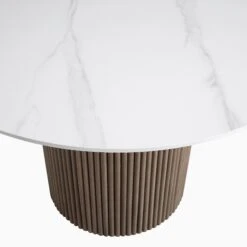 Maru Ceramic Top Silver Oak Pedestal Round Dining Table -Daals BSD 137 SILK detail1