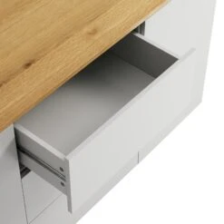 Agnes Curved Edge 2 Door 3 Drawer Wide Sideboard, Dove Grey With Oak Top -Daals BSD 143 DOVEGREY detail3