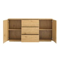 Agnes Curved Edge 2 Door 3 Drawer Wide Sideboard, Natural -Daals BSD 143 OAK WB5