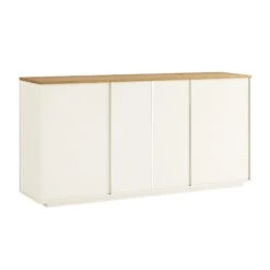 Agnes Curved Edge 2 Door 3 Drawer Wide Sideboard, Off White With Oak Top -Daals BSD 143 WHITE WB7