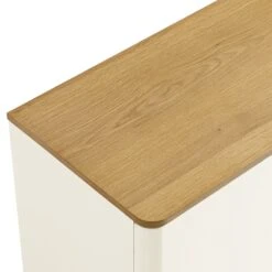 Agnes Curved Edge 2 Door 3 Drawer Wide Sideboard, Off White With Oak Top -Daals BSD 143 WHITE detail1