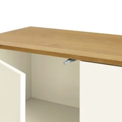 Agnes Curved Edge 2 Door 3 Drawer Wide Sideboard, Off White With Oak Top -Daals BSD 143 WHITE detail2