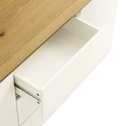 Agnes Curved Edge 2 Door 3 Drawer Wide Sideboard, Off White With Oak Top -Daals BSD 143 WHITE detail3