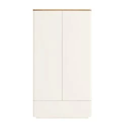 Agnes Curved Edge Double Wardrobe, Off White With Oak Top -Daals BSD 146 WHITE WB1