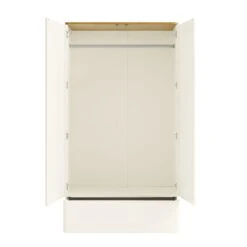 Agnes Curved Edge Double Wardrobe, Off White With Oak Top -Daals BSD 146 WHITE WB3