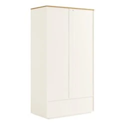 Agnes Curved Edge Double Wardrobe, Off White With Oak Top -Daals BSD 146 WHITE WB6