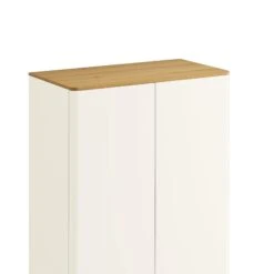 Agnes Curved Edge Double Wardrobe, Off White With Oak Top -Daals BSD 146 WHITE detail1