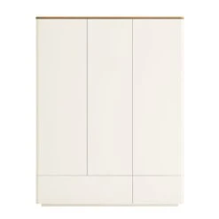 Agnes Curved Edge Triple Wardrobe, Off White With Oak Top -Daals BSD 147 WHITE WB1