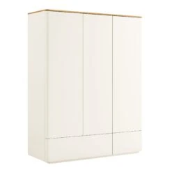 Agnes Curved Edge Triple Wardrobe, Off White With Oak Top -Daals BSD 147 WHITE WB2
