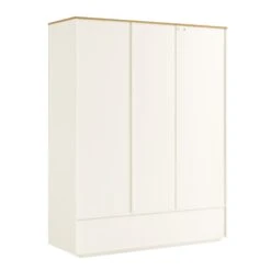 Agnes Curved Edge Triple Wardrobe, Off White With Oak Top -Daals BSD 147 WHITE WB6