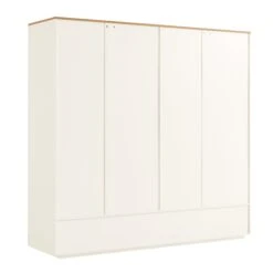 Agnes Curved Edge 4-Door Wardrobe, Off White With Oak Top -Daals BSD 148 WHITE WB6
