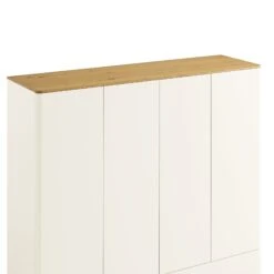 Agnes Curved Edge 4-Door Wardrobe, Off White With Oak Top -Daals BSD 148 WHITE detail1
