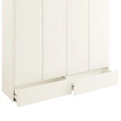 Agnes Curved Edge 4-Door Wardrobe, Off White With Oak Top -Daals BSD 148 WHITE detail3