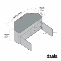 Agnes Curved Edge Corner TV Unit, Dove Grey With Oak Top -Daals BSD 149 CHART