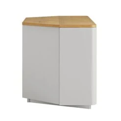 Agnes Curved Edge Corner TV Unit, Dove Grey With Oak Top -Daals BSD 149 DOVEGREY WB4