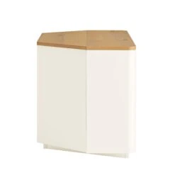 Agnes Curved Edge Corner TV Unit, Off White With Oak Top 22 Agnes Curved Edge Corner TV Unit, Off White With Oak Top -Daals BSD 149 WHITE WB5