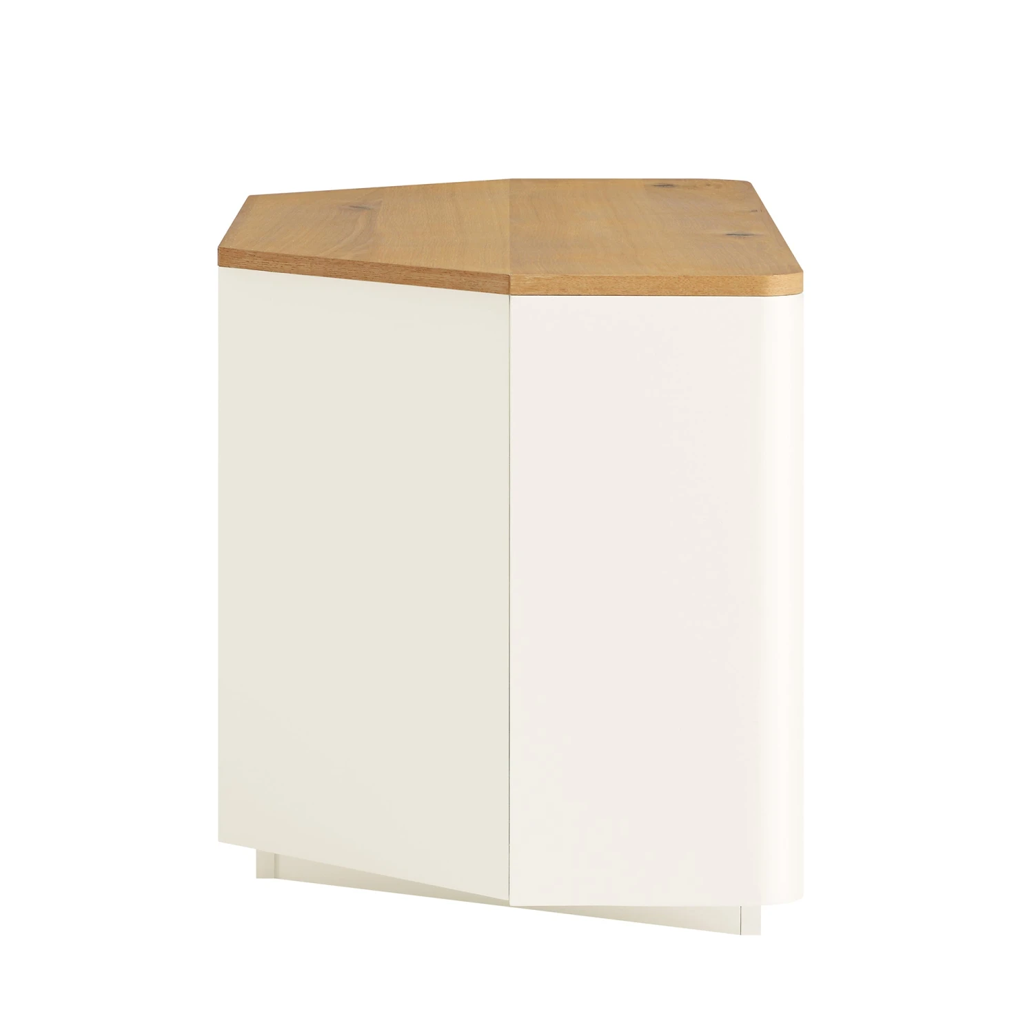 Agnes Curved Edge Corner TV Unit, Off White With Oak Top 10 Agnes Curved Edge Corner TV Unit, Off White With Oak Top - Image 10