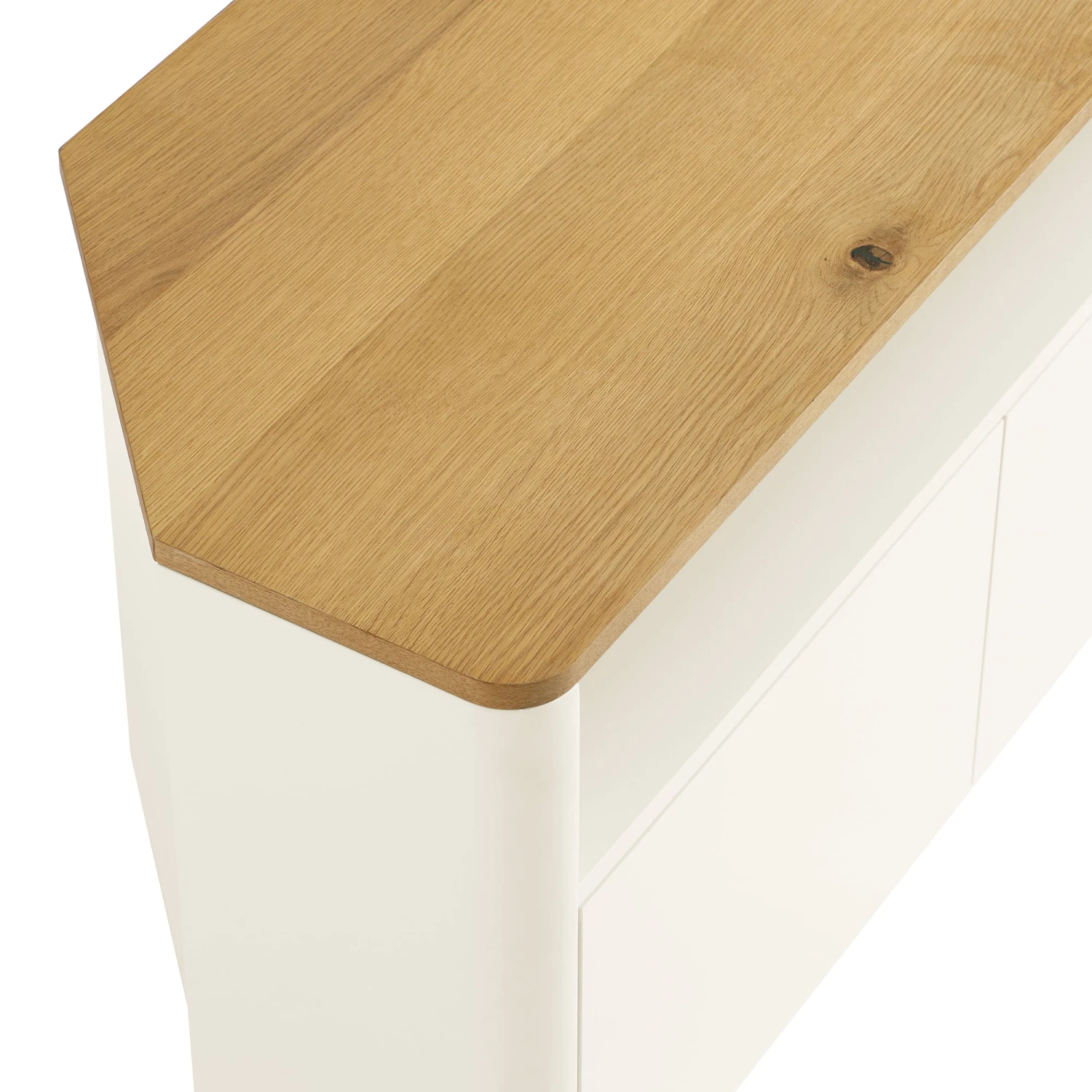 Agnes Curved Edge Corner TV Unit, Off White With Oak Top 12 Agnes Curved Edge Corner TV Unit, Off White With Oak Top - Image 12