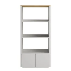 Agnes Curved Edge Bookcase, Dove Grey With Oak Top -Daals BSD 151 DOVEGREY WB1