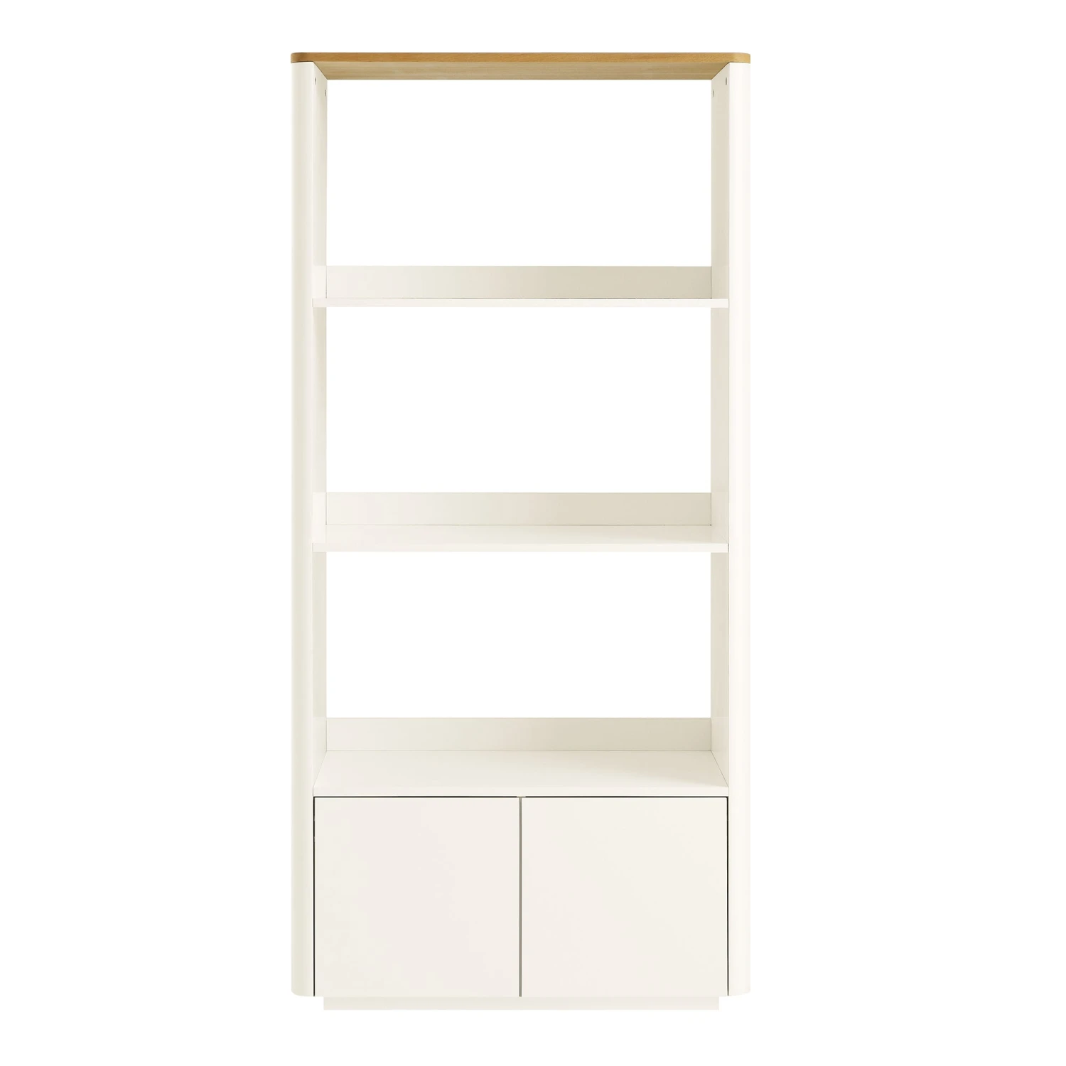 Agnes Curved Edge Bookcase, Off White With Oak Top 5 Agnes Curved Edge Bookcase, Off White With Oak Top - Image 5