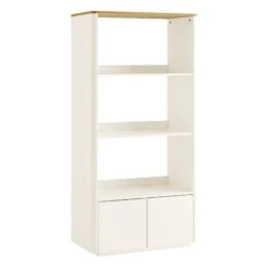Agnes Curved Edge Bookcase, Off White With Oak Top 18 Agnes Curved Edge Bookcase, Off White With Oak Top -Daals BSD 151 WHITE WB2