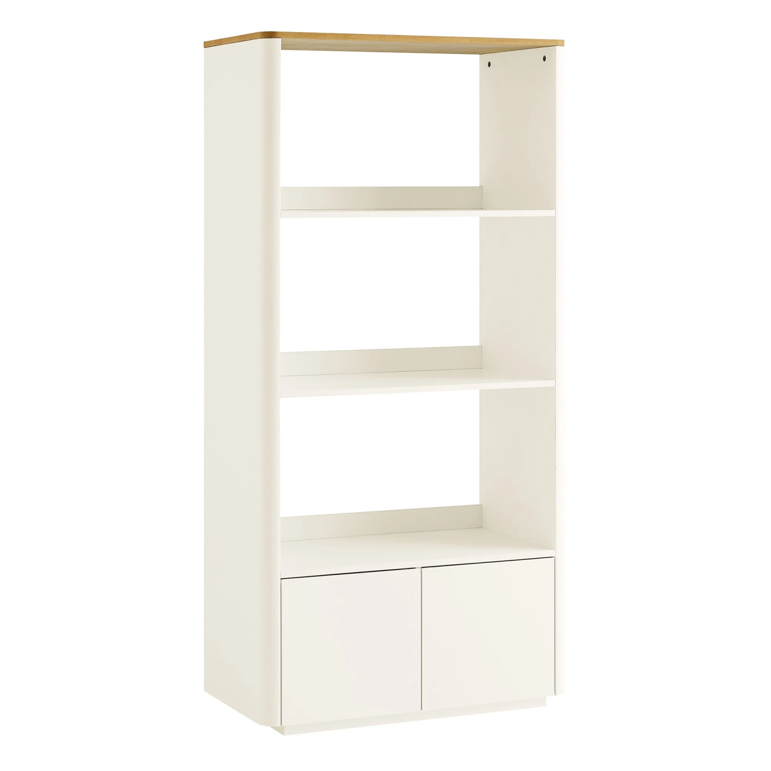 Agnes Curved Edge Bookcase, Off White With Oak Top 6 Agnes Curved Edge Bookcase, Off White With Oak Top - Image 6