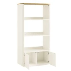 Agnes Curved Edge Bookcase, Off White With Oak Top 20 Agnes Curved Edge Bookcase, Off White With Oak Top -Daals BSD 151 WHITE WB3