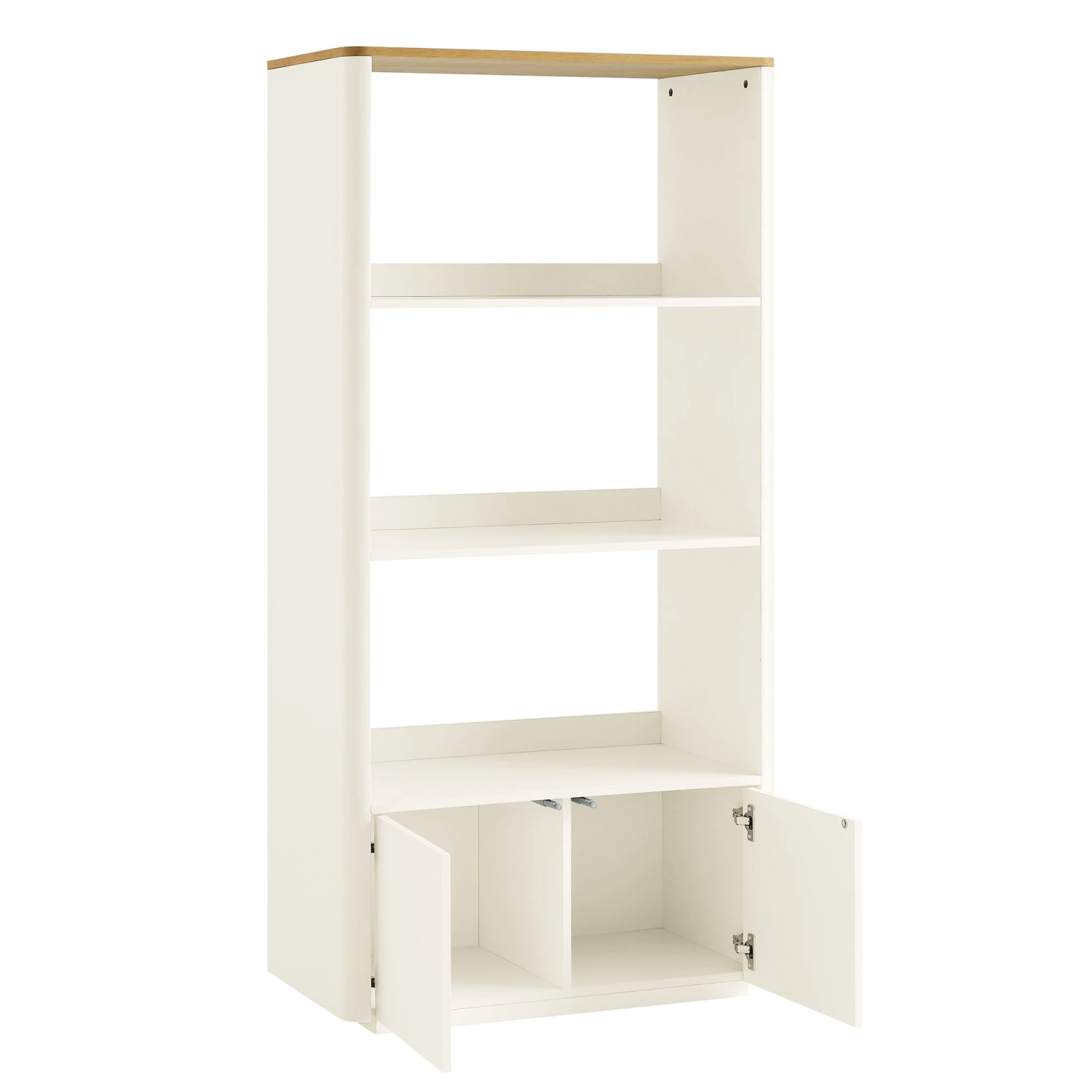 Agnes Curved Edge Bookcase, Off White With Oak Top 8 Agnes Curved Edge Bookcase, Off White With Oak Top - Image 8
