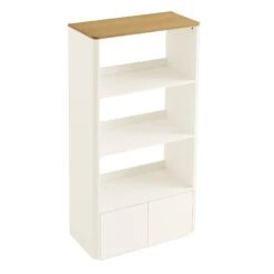 Agnes Curved Edge Bookcase, Off White With Oak Top 21 Agnes Curved Edge Bookcase, Off White With Oak Top -Daals BSD 151 WHITE WB4