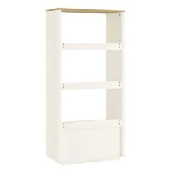 Agnes Curved Edge Bookcase, Off White With Oak Top 23 Agnes Curved Edge Bookcase, Off White With Oak Top -Daals BSD 151 WHITE WB6