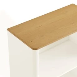 Agnes Curved Edge Bookcase, Off White With Oak Top 24 Agnes Curved Edge Bookcase, Off White With Oak Top -Daals BSD 151 WHITE detail1
