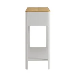 Agnes Curved Edge 2 Drawer Console Table, Dove Grey With Oak Top -Daals BSD 152 DOVEGREY WB5