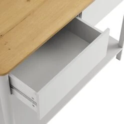Agnes Curved Edge 2 Drawer Console Table, Dove Grey With Oak Top -Daals BSD 152 DOVEGREY detail2