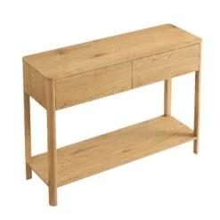Agnes Curved Edge 2 Drawer Console Table, Natural 19 Agnes Curved Edge 2 Drawer Console Table, Natural -Daals BSD 152 OAK WB4