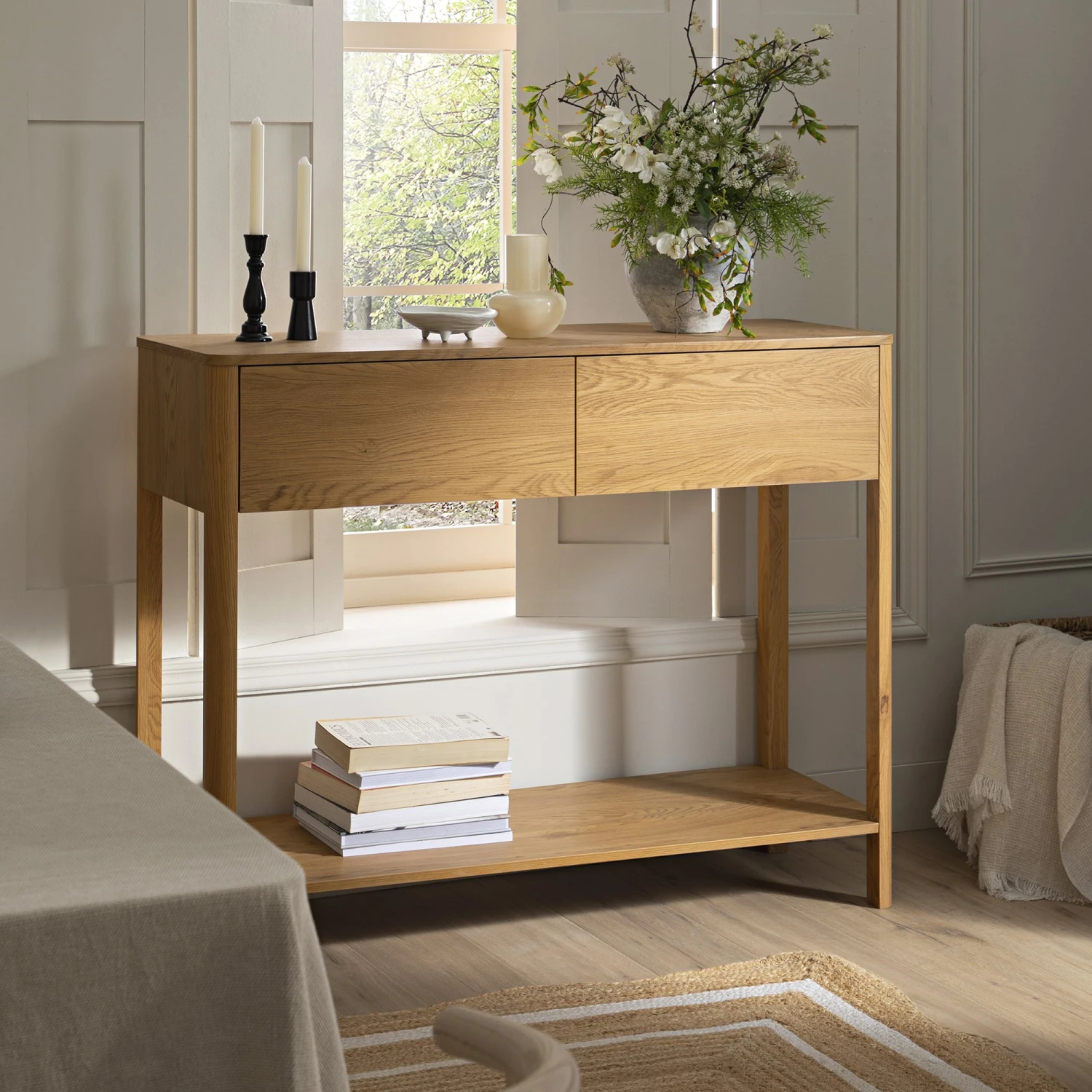 Agnes Curved Edge 2 Drawer Console Table, Natural 1 Agnes Curved Edge 2 Drawer Console Table, Natural