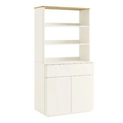 Agnes Curved Edge Dresser, Off White With Oak Top -Daals BSD 153 WHITE WB2