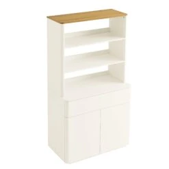 Agnes Curved Edge Dresser, Off White With Oak Top -Daals BSD 153 WHITE WB4
