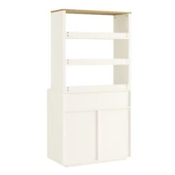 Agnes Curved Edge Dresser, Off White With Oak Top -Daals BSD 153 WHITE WB6