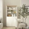 Agnes Curved Edge Dresser, Off White With Oak Top