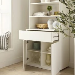 Agnes Curved Edge Dresser, Off White With Oak Top -Daals BSD 153 WHITE scene2