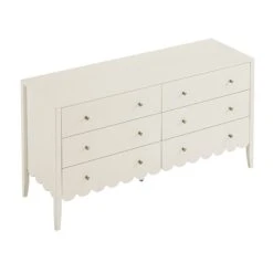 Henley Scalloped Edge 6 Drawer 140cm Wide Chest, Light Sand -Daals BSD 154 BEIGE WB4