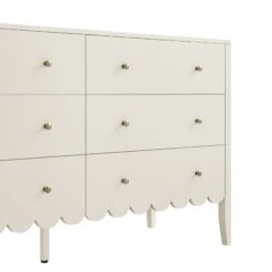 Henley Scalloped Edge 6 Drawer 140cm Wide Chest, Light Sand -Daals BSD 154 BEIGE detail1