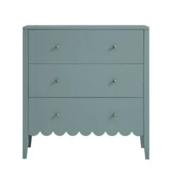 Henley Scalloped Edge 3 Drawer Chest, Blue Spruce -Daals BSD 155 TEAL WB1