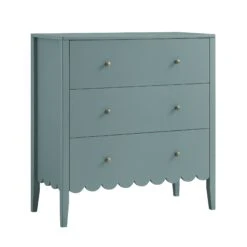 Henley Scalloped Edge 3 Drawer Chest, Blue Spruce -Daals BSD 155 TEAL WB2