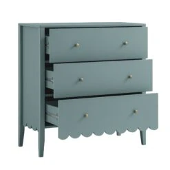 Henley Scalloped Edge 3 Drawer Chest, Blue Spruce -Daals BSD 155 TEAL WB3