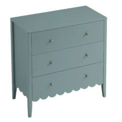Henley Scalloped Edge 3 Drawer Chest, Blue Spruce -Daals BSD 155 TEAL WB4