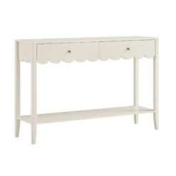 Henley Scalloped Edge Console Table, Light Sand -Daals BSD 156 BEIGE WB2