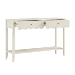Henley Scalloped Edge Console Table, Light Sand -Daals BSD 156 BEIGE WB3