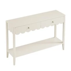 Henley Scalloped Edge Console Table, Light Sand -Daals BSD 156 BEIGE WB4